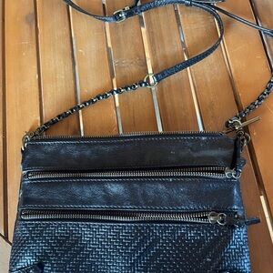 Black Faux Leather Crossbody Bag